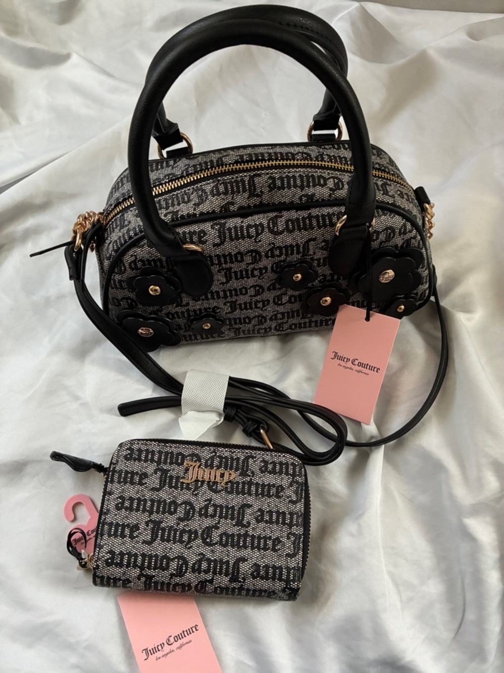 Juicy Couture Y2K Purse & Wallet set Black & gold